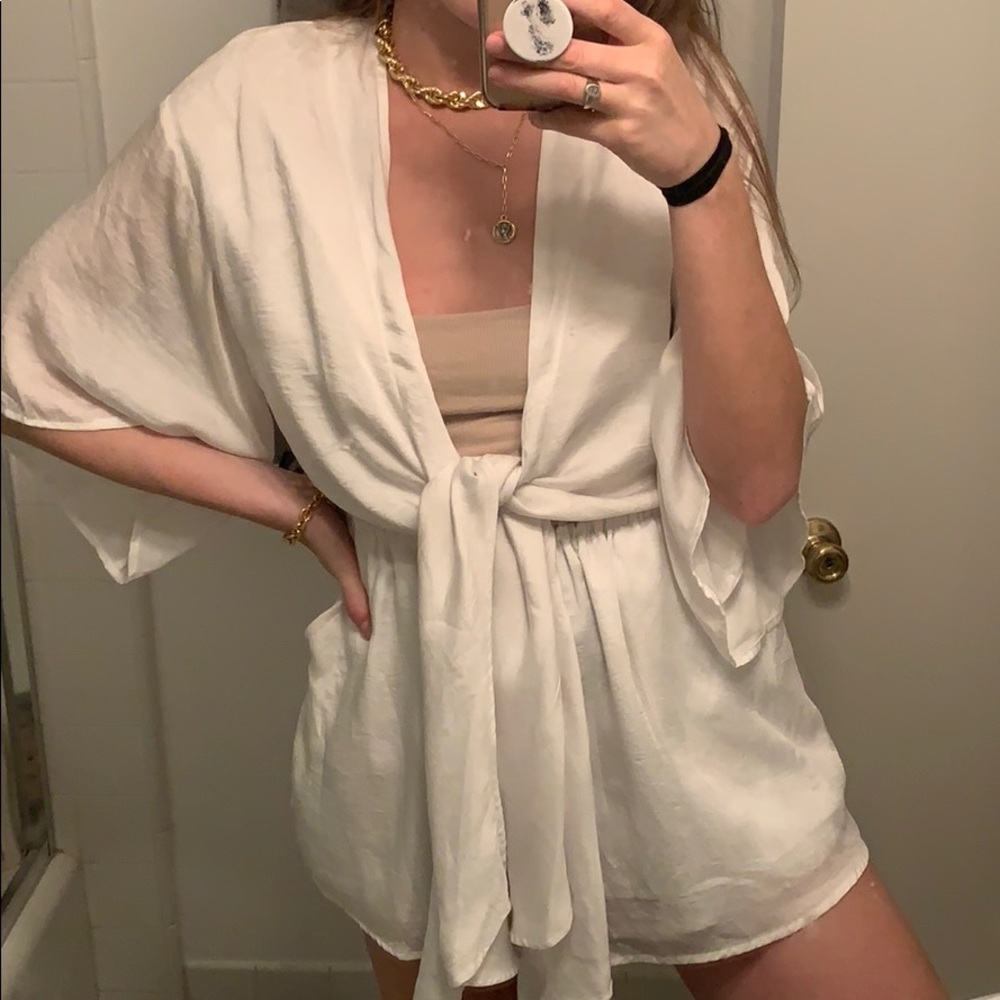 Boutique Silky Pearl White Romper